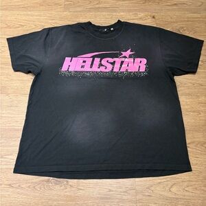 Black & Pink Hellstar Rhinestone Tee